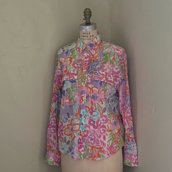 Lauren Ralph Lauren Vibrant Multicolor Cotton Shirt - Picture 8 of 10